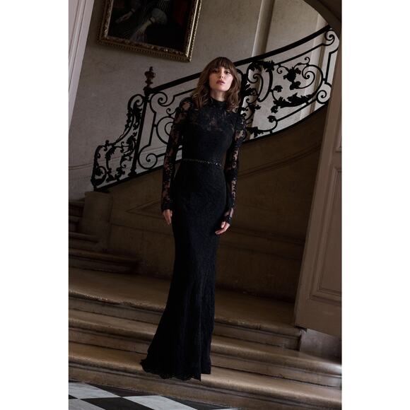 V.Chapman Womens The Jules Turtleneck Lace Maxi Dress Black Size 14 NWT - Picture 16 of 16